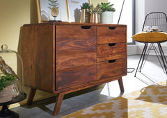 Gfine Sideboard with single door and three drawers made of solid Sheesham wood 88x40x66cm Gfine Sideboard with single door and three drawers made of solid Sheesham wood 88x40x66cm