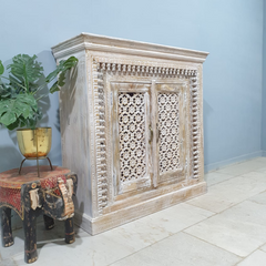 Indian Handmade Carved Solid Hard Wood Floral Design 2 Door Cabinet 110x40x110 Cm Indian Handmade Carved Solid Hard Wood Floral Design 2 Door Cabinet 110x40x110 Cm