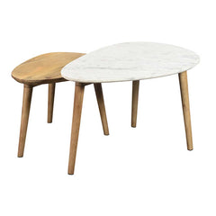 The Attic Marble and Wood Set of 2 Coffee Tables Natural The Attic Marble and Wood Set of 2 Coffee Tables Natural
