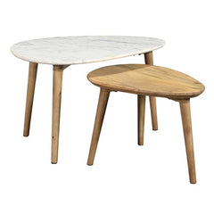 The Attic Marble and Wood Set of 2 Coffee Tables Natural The Attic Marble and Wood Set of 2 Coffee Tables Natural