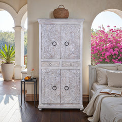 Indian Hand Carved Solid Wood Wardrobe C14 Indian Hand Carved Solid Wood Wardrobe C14