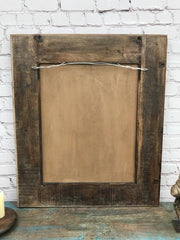 Rainbow Indian Reclaimed Wood Carved Print Block Wall Mirror Rainbow Indian Reclaimed Wood Carved Print Block Wall Mirror