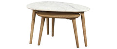 The Attic Marble and Wood Set of 2 Coffee Tables Natural The Attic Marble and Wood Set of 2 Coffee Tables Natural