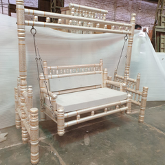 Antique Indian Hand Carved Pearl and Gold Painted Swing Antique Indian Hand Carved Pearl and Gold Painted Swing
