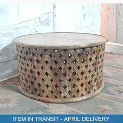 Bristol Indian Solid Wood Hand Carved Round Coffee Table Natural 80x80x40 cm Bristol Indian Solid Wood Hand Carved Round Coffee Table Natural 80x80x40 cm