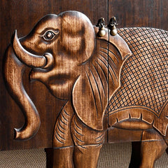 Indian Hand Carved Solid Wooden Elephant Sideboard Indian Hand Carved Solid Wooden Elephant Sideboard