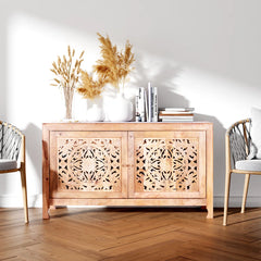 Indian Handmade Solid Wood Carved Sideboard Indian Handmade Solid Wood Carved Sideboard