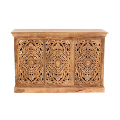Indian Handmade Solid Wood 3 Door Carved Sideboard Indian Handmade Solid Wood 3 Door Carved Sideboard