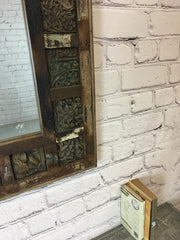 Rainbow Indian Reclaimed Wood Carved Print Block Wall Mirror Rainbow Indian Reclaimed Wood Carved Print Block Wall Mirror