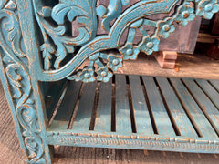Indian Hand Carved Solid Wood Console Hall Table Blue Indian Hand Carved Solid Wood Console Hall Table Blue
