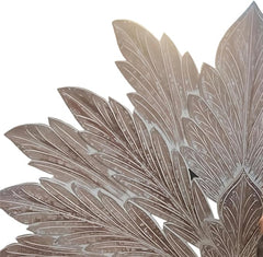 Hand Carved Big Palm Leaf King Size Bed Headboard Bed Head Whitewash Hand Carved Big Palm Leaf King Size Bed Headboard Bed Head Whitewash