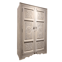Indian Hand Carved Solid Wooden Cupboard Wardrobe D21 Indian Hand Carved Solid Wooden Cupboard Wardrobe D21