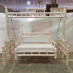 Antique Indian Hand Carved Pearl and Gold Painted Swing Antique Indian Hand Carved Pearl and Gold Painted Swing