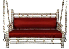 Antique Indian Hand Carved White and Gold Painted Swing Antique Indian Hand Carved White and Gold Painted Swing