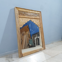 Indian Handmade Carved Solid Hard Wood Mehrab Style Mirror Frame 90x3x120Cm Indian Handmade Carved Solid Hard Wood Mehrab Style Mirror Frame 90x3x120Cm