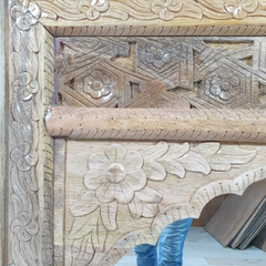 Indian Handmade Carved Solid Hard Wood Mehrab Style Mirror Frame 90x3x120Cm Indian Handmade Carved Solid Hard Wood Mehrab Style Mirror Frame 90x3x120Cm
