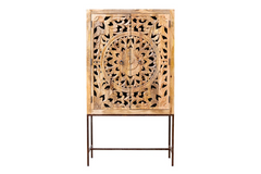 Antique Indian Jali Hand Carved Solid Wooden Cabinet Natural 100x40x180cm A0141 Antique Indian Jali Hand Carved Solid Wooden Cabinet Natural 100x40x180cm A0141