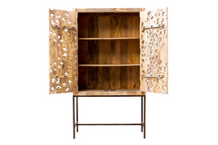 Antique Indian Jali Hand Carved Solid Wooden Cabinet Natural 100x40x180cm A0141 Antique Indian Jali Hand Carved Solid Wooden Cabinet Natural 100x40x180cm A0141