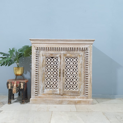 Indian Handmade Carved Solid Hard Wood Floral Design 2 Door Cabinet 110x40x110 Cm Indian Handmade Carved Solid Hard Wood Floral Design 2 Door Cabinet 110x40x110 Cm