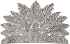 Hand Carved Big Palm Leaf King Size Bed Headboard Bed Head Greywash Hand Carved Big Palm Leaf King Size Bed Headboard Bed Head Greywash