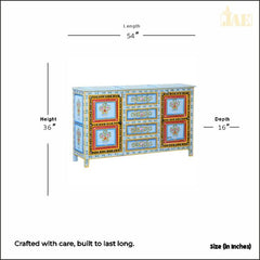 Hand Painted Solid Wood Sideboard In Multicolour Hand Painted Solid Wood Sideboard In Multicolour