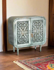 Indian Hand Carved Solid Wood Cabinet D64 Indian Hand Carved Solid Wood Cabinet D64