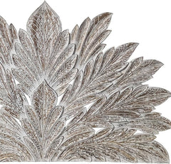 Hand Carved Big Palm Leaf King Size Bed Headboard Bed Head Greywash Hand Carved Big Palm Leaf King Size Bed Headboard Bed Head Greywash