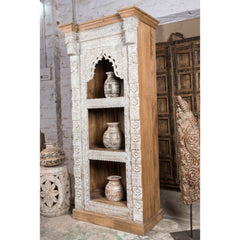 Rajasthan Handcarved Indian Furniture Wooden Bookshelf Rajasthan Handcarved Indian Furniture Wooden Bookshelf