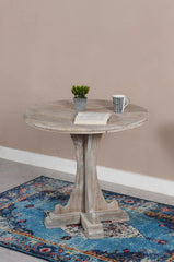 Handmade Indian Hand Carved Solid Hard Wood Sara Round Dining Table White Wash Large Handmade Indian Hand Carved Solid Hard Wood Sara Round Dining Table White Wash Large