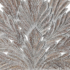 Hand Carved Big Palm Leaf King Size Bed Headboard Bed Head Greywash Hand Carved Big Palm Leaf King Size Bed Headboard Bed Head Greywash