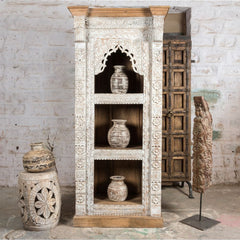Rajasthan Handcarved Indian Furniture Wooden Bookshelf Rajasthan Handcarved Indian Furniture Wooden Bookshelf