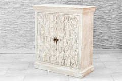 Indian Hand Carved Solid Wood Cabinet White 03 Indian Hand Carved Solid Wood Cabinet White 03