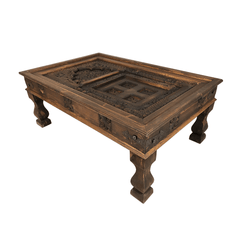 Antique Indian Old Door Solid Wood Coffee Table C16 Antique Indian Old Door Solid Wood Coffee Table C16
