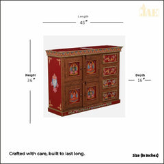 Hand Painted Solid Wood Sideboard In Multicolour Hand Painted Solid Wood Sideboard In Multicolour
