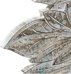 Hand Carved Big Palm Leaf King Size Bed Headboard Bed Head Greywash Hand Carved Big Palm Leaf King Size Bed Headboard Bed Head Greywash