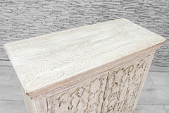 Indian Hand Carved Solid Wood Cabinet White 03 Indian Hand Carved Solid Wood Cabinet White 03