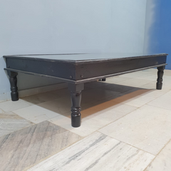 Indian Handmade Carved Solid Hard Wood Coffee Table in Black With Glass Cover 160x100x45Cm Indian Handmade Carved Solid Hard Wood Coffee Table in Black With Glass Cover 160x100x45Cm