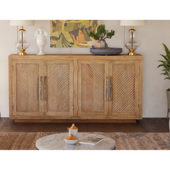 Indian Hand Carved 4 Door Solid Wood Sideboard Indian Hand Carved 4 Door Solid Wood Sideboard