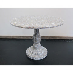 Maaya Bone Inlay Round Coffee Table Grey White Floral Maaya Bone Inlay Round Coffee Table Grey White Floral