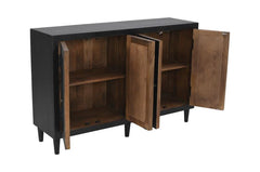 Handmade Indian Hand Carved Solid Hard Wood Stepwell Four Door Sideboard Black Handmade Indian Hand Carved Solid Hard Wood Stepwell Four Door Sideboard Black