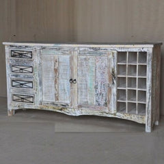 RUSTICA Reclaimed boat wood Sideboard Wine rack Whitewash RUSTICA Reclaimed boat wood Sideboard Wine rack Whitewash