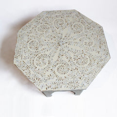 Maaya Bone Inlay Round Coffee Table White Floral Maaya Bone Inlay Round Coffee Table White Floral