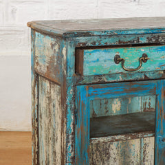 Rustica Vintage Reclaimed Wood Glass Door Cabinet Blue Rustica Vintage Reclaimed Wood Glass Door Cabinet Blue