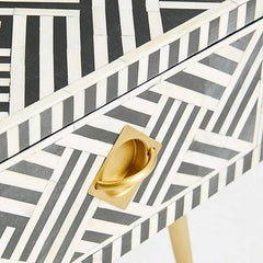 Maaya Bone Inlay Rectangular Coffee Table Black Geometric Maaya Bone Inlay Rectangular Coffee Table Black Geometric