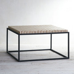 Maaya Bone Inlay Square Coffee Table on Metal Stand Maaya Bone Inlay Square Coffee Table on Metal Stand