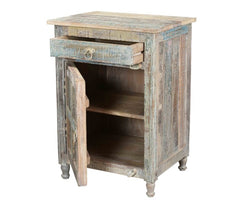 Rainbow Block Print Reclaimed boat wood 1 Door Bedside Table 51X40X72 CM Rainbow Block Print Reclaimed boat wood 1 Door Bedside Table 51X40X72 CM