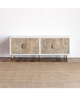 The Attic Indian Hand Carved Solid Mango Wood Media TV Unit