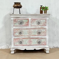 Mandala Hand Carved Solid Wood 4 Drawer Dresser 90x40x90cm Mandala Hand Carved Solid Wood 4 Drawer Dresser 90x40x90cm