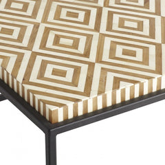 Maaya Bone Inlay Square Coffee Table on Metal Stand Maaya Bone Inlay Square Coffee Table on Metal Stand