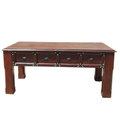 Boston Rustic Handcrafted Solid Wood Coffee Table W Iron Accents Brown Boston Rustic Handcrafted Solid Wood Coffee Table W Iron Accents Brown